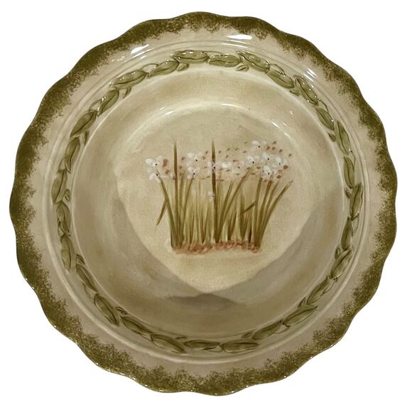 Cheri Blum 222 FIFTH Large Serving Bowl Narcissus Floral Pattern